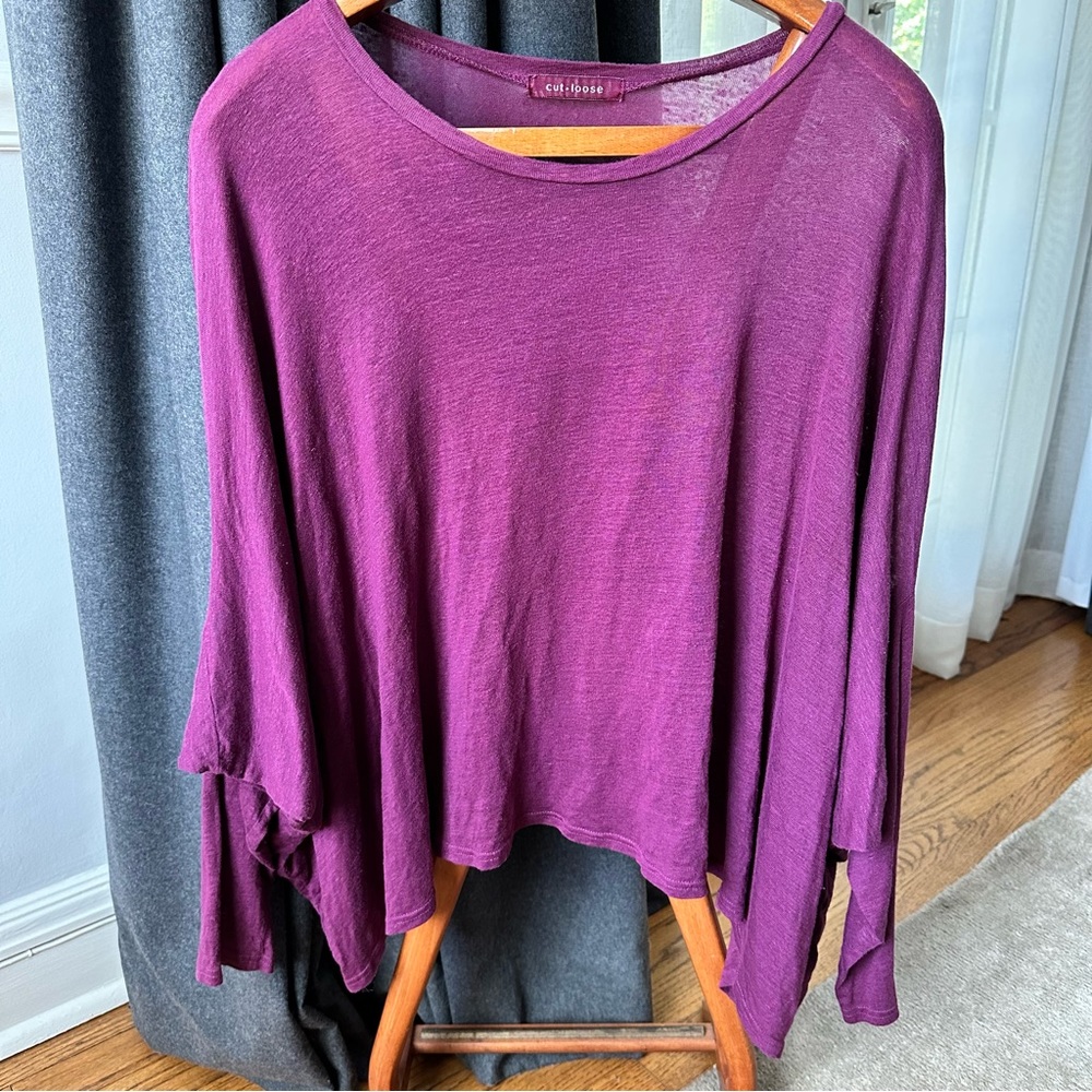 cut loose oversized top magenta dolman sleeves one size fits all